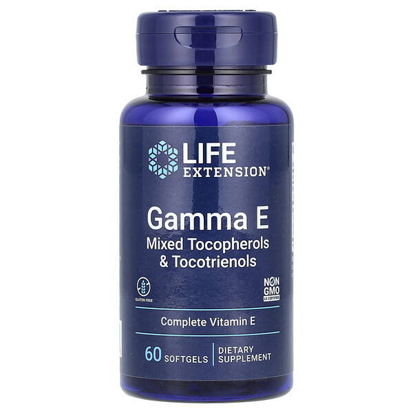 Gamma E, Смешанные Токоферолы и Токотриенолы - 60 капсул - Life Extension Life Extension