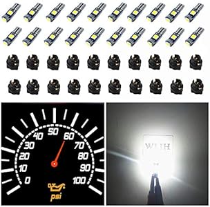 WLJH 74 Led Bulb Dash Lights Mini T5 2721 27 37 286 Wedge PC74 Twist Socket Automotive Instrument Panel Gauge Light Kits Cluster Shift Indicator Interior Bulbs 12V Blue Pack of 20 Wljh