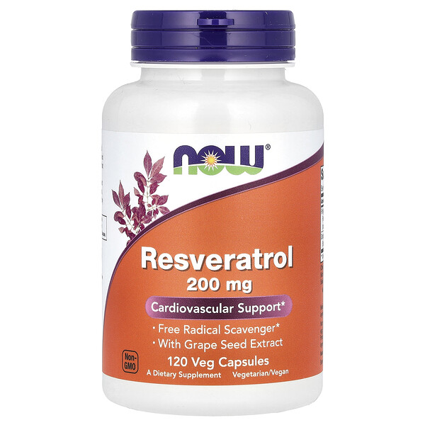 Ресвератрол, 200 мг, 60 растительных капсул NOW Foods
