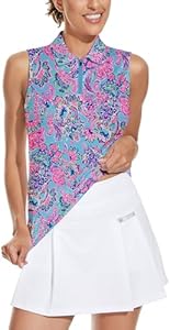 Женская Поло рубашка Soneven Sleeveless Golf Top Floral Athletic Moisture Wicking Quick Dry Soneven