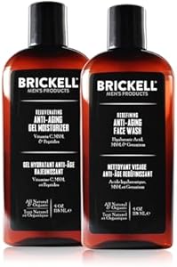 Brickell Men's Products Enhancing Gel Anti-Aging Routine, Gel Facial Cleanser and Gel Face Moisturizer, Men's Skin Care Gift Set Brickell Men's Products