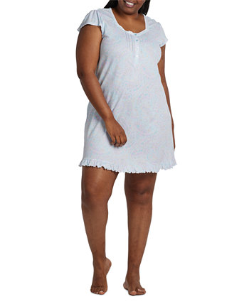 Women's Plus Size Short Paisley Nightgown Miss Elaine