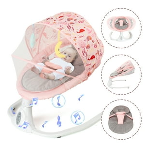 Upgrade Baby Swings for Infants Newborn, Electric Portable Baby Swing with 4 Swing Speeds Music Remote Control, Pink White RICHYOUNG