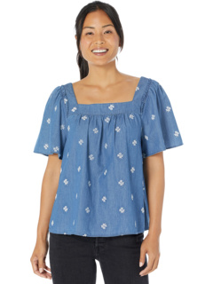 Maren Top in Embroidered Chambray DRAPER JAMES