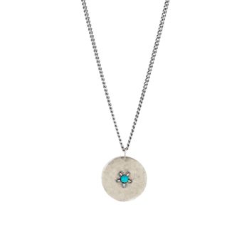 Sterling Silver & Turquoise Modern Medallion Necklace DEGS & SAL