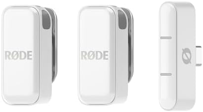 RØDE Wireless Micro - Compact Wireless Microphone, Two Mics with Charge Case for Smartphone Content Creation - USB-C, White Rode