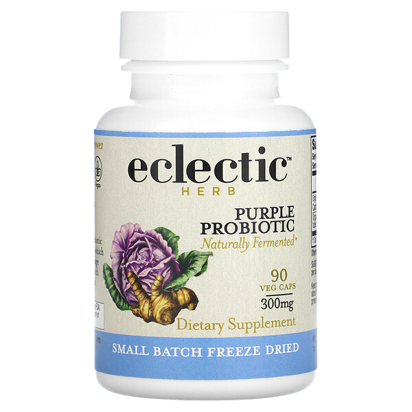 Лиофилизированный свежий, фиолетовый пробиотик, 300 мг, 90 растительных капсул Eclectic Institute