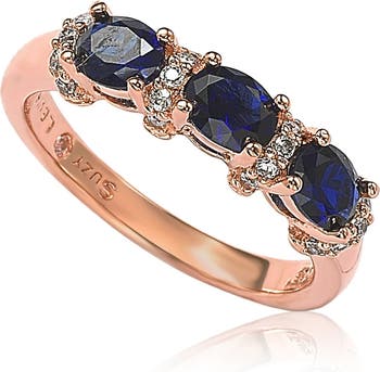 Кольцо-полукольцо из стерлингового серебра с натуральным синим сапфиром и бриллиантами Suzy Levian