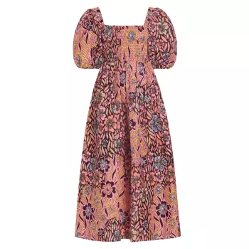 Lola Floral Puff-Sleeve Maxi Dress Elisamama