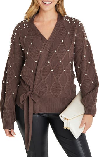 Embellished Wrap Sweater VICI COLLECTION