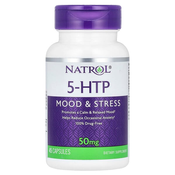 5-HTP, Настроение и стресс, 50 мг, 45 капсул Natrol