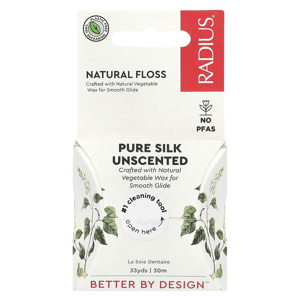 Natural Floss, Pure Silk, без запаха, 33 ярда (30 м) RADIUS