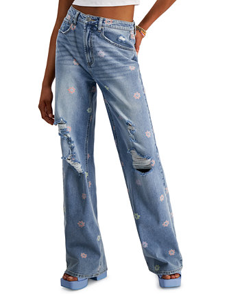 Рваные широкие джинсы с принтом для юниоров Tinseltown