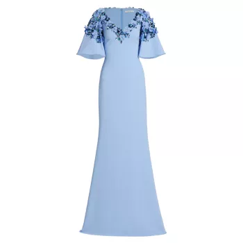 Цветочный &amp; Платье, украшенное бисером Badgley Mischka