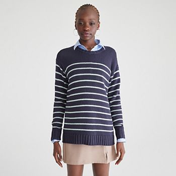 Juniors' Aeropostale Stripe Oversized Crew Neck Sweater AEROPOSTALE