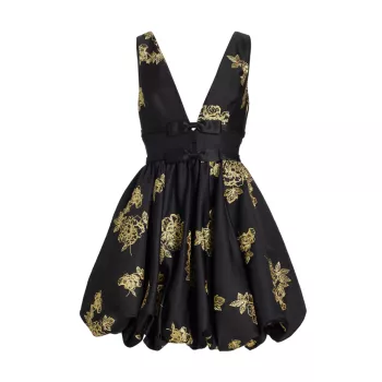 Украшенный бантом &amp; Мини-платье с эффектом металлик Marchesa Notte