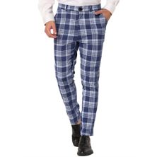Men's Plaid Dress Pants Casual Slim Fit Checkered Business Trousers Lars Amadeus