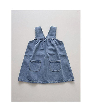 Классическое хлопковое джинсовое верхнее платье для девочки для малышей The Simple Folk