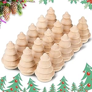 15 Pieces Unfinished Wood Christmas Tree Mini Wooden Xmas Tree Craft Blank Wooden Christmas Tree Ornaments Farmhouse Wood Trees DIY Natural Rustic Small Wooden Tree for Arts Handmade Drawing Supplies Maitys