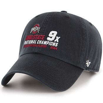 Men's '47  Black Ohio State Buckeyes Nine-Time Football National Champions Helmet Clean Up Adjustable Hat 47 Brand