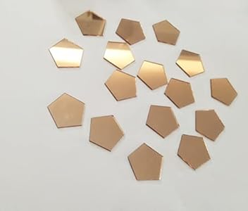 100pcs of Pentagon Shape Mirror Mosaic Tile,Mini Craft Mirror Glass Mirror Tile DIY Mini Size Mirror for Art Wall Door Home Decorations (Rose Gold Mirror) MEYA