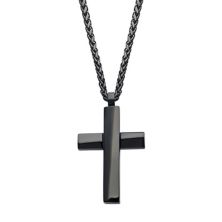 Мужское черное ожерелье с подвеской в виде креста с ионным покрытием Unbranded