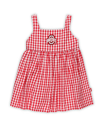 Тканое клетчатое платье Cara для девочек-подростков Scarlet Ohio State Buckeyes Cara Garb