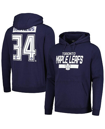 Мужской темно-синий пуловер с капюшоном Auston Matthews Toronto Maple Leafs Podium с именем и номером LevelWear