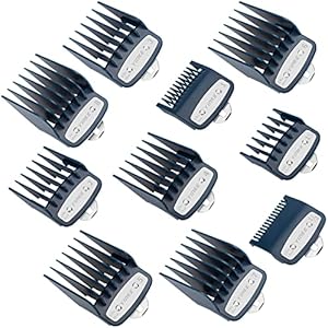 Yinke for 10 Pcs Wahl Clipper Guards Set, Hair Clipper Guards for Wahl Senior Clippers with Metal Clip, 10 Cutting Length from 1/16” to 1” (1.5-25mm), Fits Most Cordless/Cord Wahl Clippers (Black) Yinke