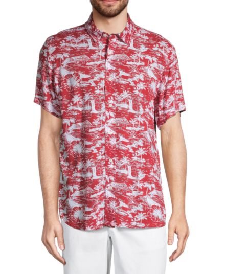 Tropical Island Short Sleeve Button-Down Shirt Slate & Stone