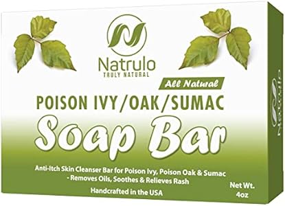 Poison Ivy Soap Bar - All Natural Poison Ivy Treatment - Anti-Itch Soap Skin Cleanser Bar for Poison Ivy, Poison Oak & Sumac - Removes Oils, Soothes & Relieves Rashes - 4 oz (Унции) Bar Made in USA Natrulo