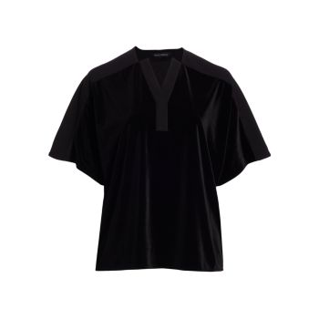 Short-Sleeve Velvet Tunic Blouse Ming Wang