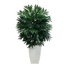 nearly natural 3-ft. Artificial Palm Tree in White Metal Planter NEARLY NATURAL