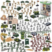 300 Piece Plastic Army Men Toy Soldiers for Boys with Military Figures, Tanks, Planes, Flags, Accessories Blue Panda