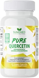 Pure Quercetin with Bromelain and Bioperine - Antioxidant Support, Extra Strong Formula with 1000mg, 1-Month Supply Sundhed Natural