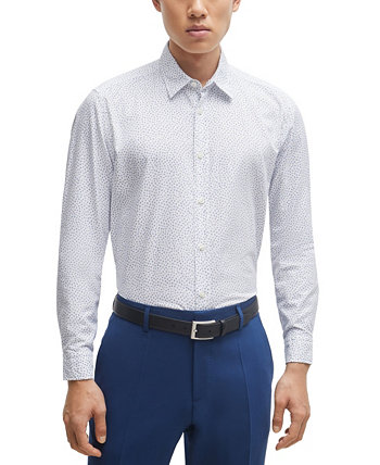 Мужская оксфордская рубашка стандартного кроя с принтом BOSS