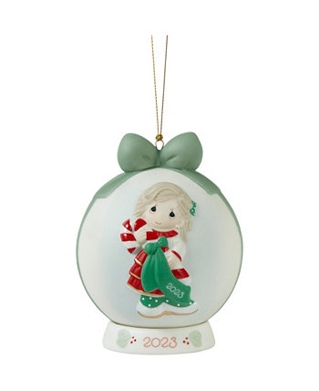 Сладкие рождественские пожелания 2023 года, датированный шар, фарфоровый орнамент из бисквита Precious Moments
