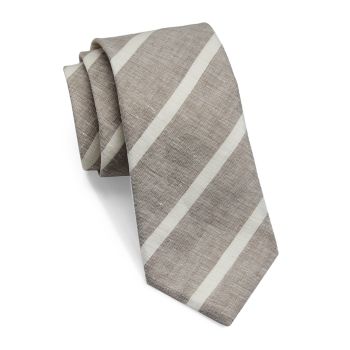 Stripe Linen Tie Brunello Cucinelli