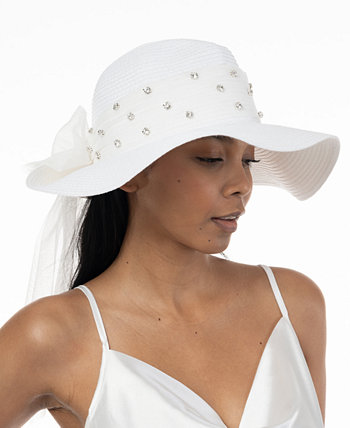 Women's Rhinestone Bow Panama Hat BELLISSIMA