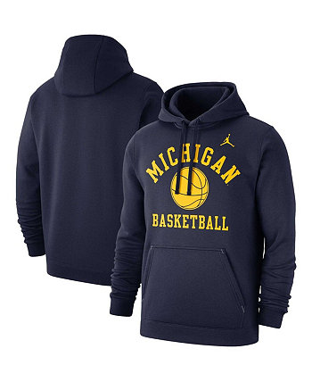 Мужской флисовый пуловер с капюшоном темно-синего цвета Michigan Wolverines Basketball Club Jordan
