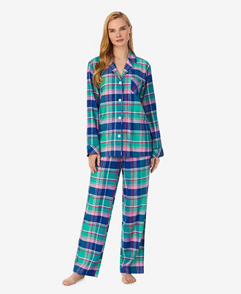 Женский пижамный комплект из 2 предметов с длинными рукавами и воротником-стойкой с длинными брюками Ralph Lauren