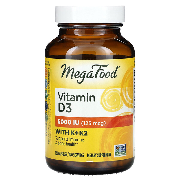 Витамин D3, 125 мкг (5000 МЕ), 120 капсул MegaFood