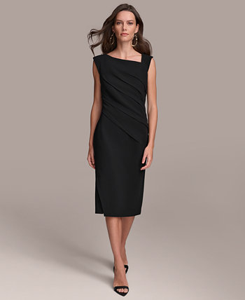 Женское платье-футляр с асимметричным вырезом и складками на талии Donna Karan New York