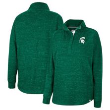 Women's Colosseum Green Michigan State Spartans Natalie Speckled Quarter-Snap Top Colosseum