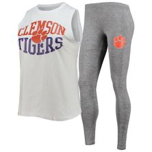 Women's Concepts Sport Charcoal/White Clemson Tigers Tank Top & Leggings Sleep Set Unbranded
