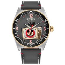 Disney 100th Anniversary Men's Eco-Drive Mickey Mouse Grey Leather Strap Watch and Pin Box Set by Citizen - AW1794-47W Citizen