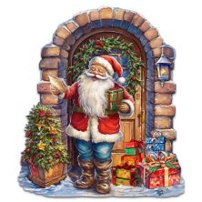 Santa's Surprise Visit Holiday Door Decor  by G. Debrekht - Christmas Santa Snowman Decor Designocracy