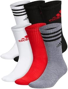 adidas Men's Athletic Cushioned Crew Socks with Arch Compression (6 Pairs) Adidas