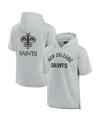 Men's and Women's Gray New Orleans Saints Elements Super Soft Fleece Short Sleeve Pullover Hoodie Fanatics Signature