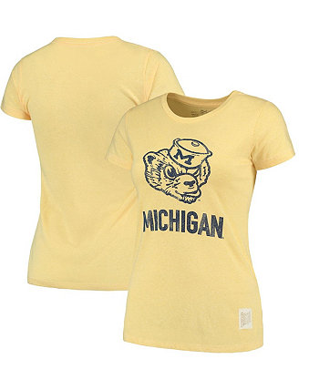 Женская желтая футболка с круглым вырезом Michigan Wolverines Tri-Blend Original Retro Brand